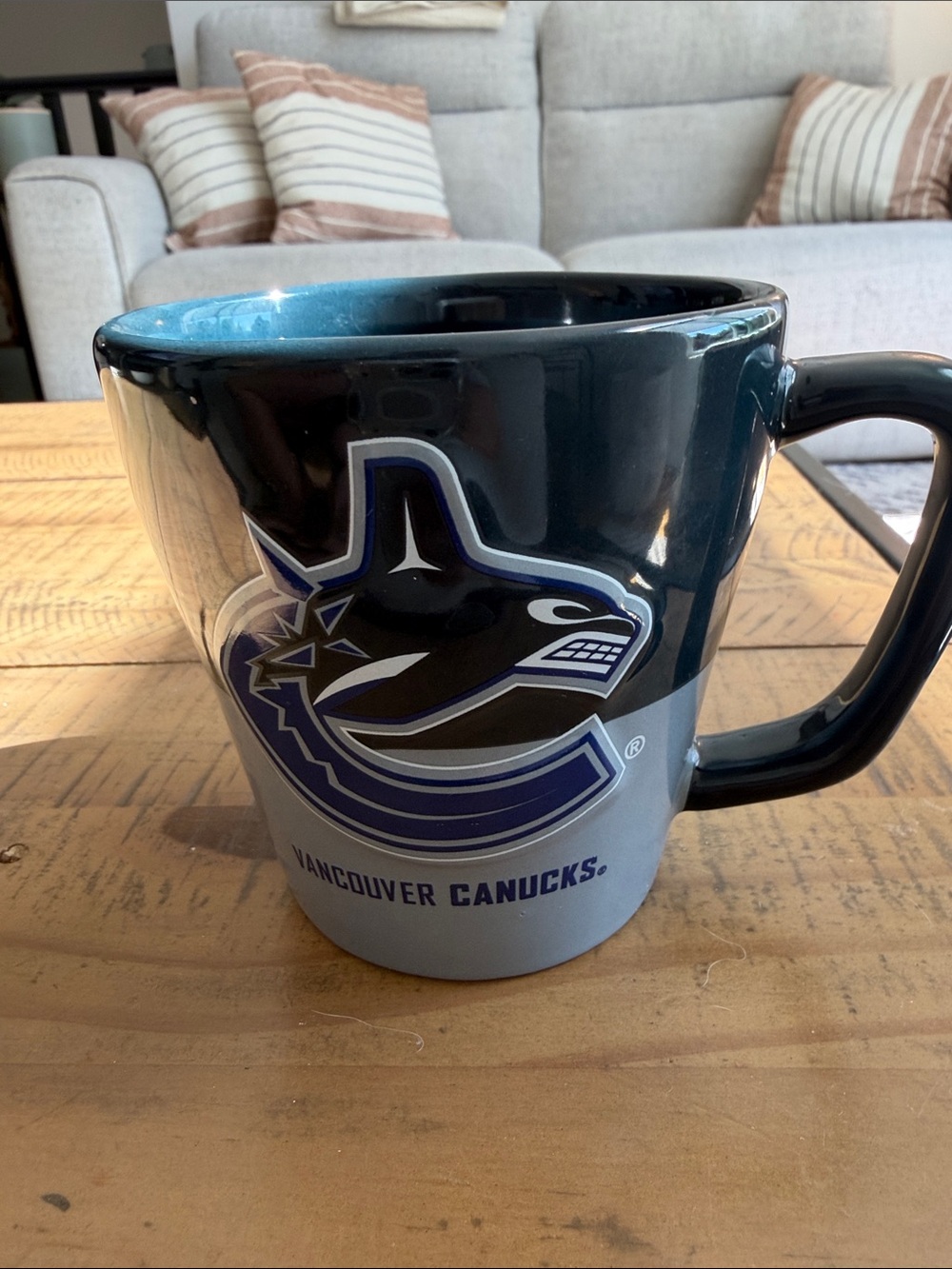 NHL Vancouver Canucks Dark Blue and Light Gray Ceramic Mug
